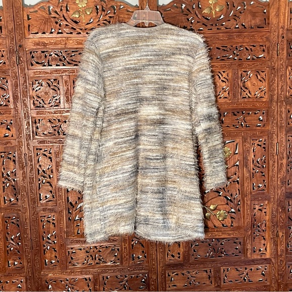 Calvin Klein Eyelash, Fuzzy, Soft, Cozy Cardigan with Silver Clasp Closure - Picture 3 of 16